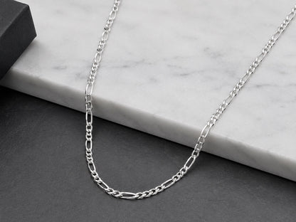 "Figaro Link" Chain Necklace - 925 Sterling Silver