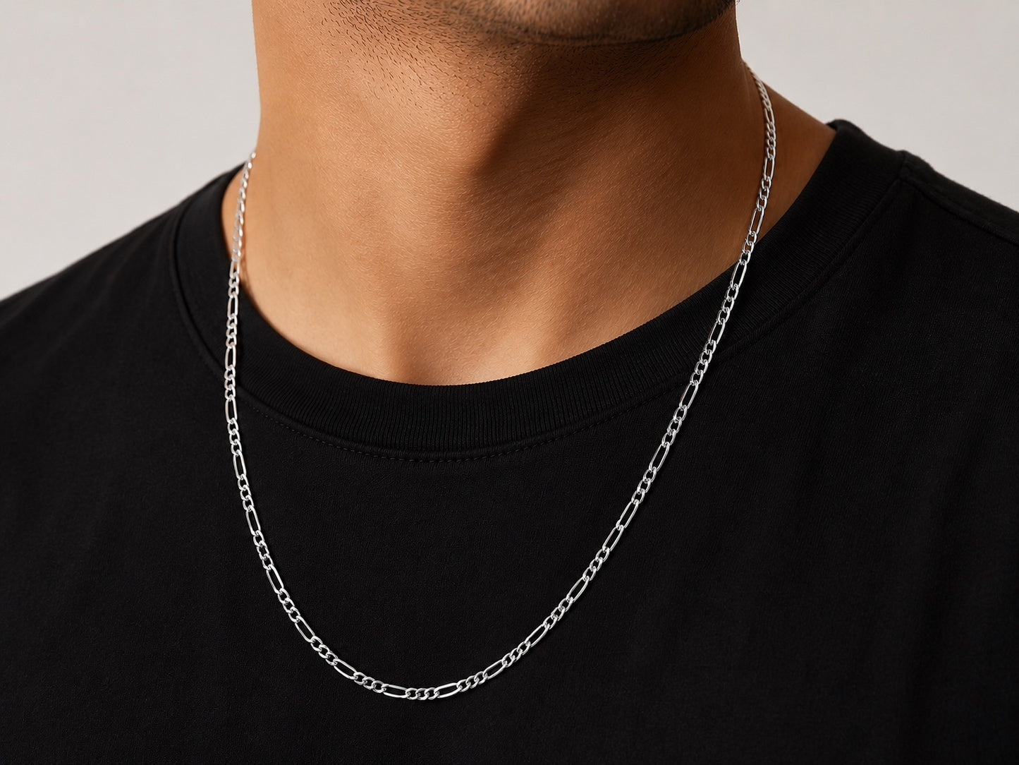 "Figaro Link" Chain Necklace - 925 Sterling Silver