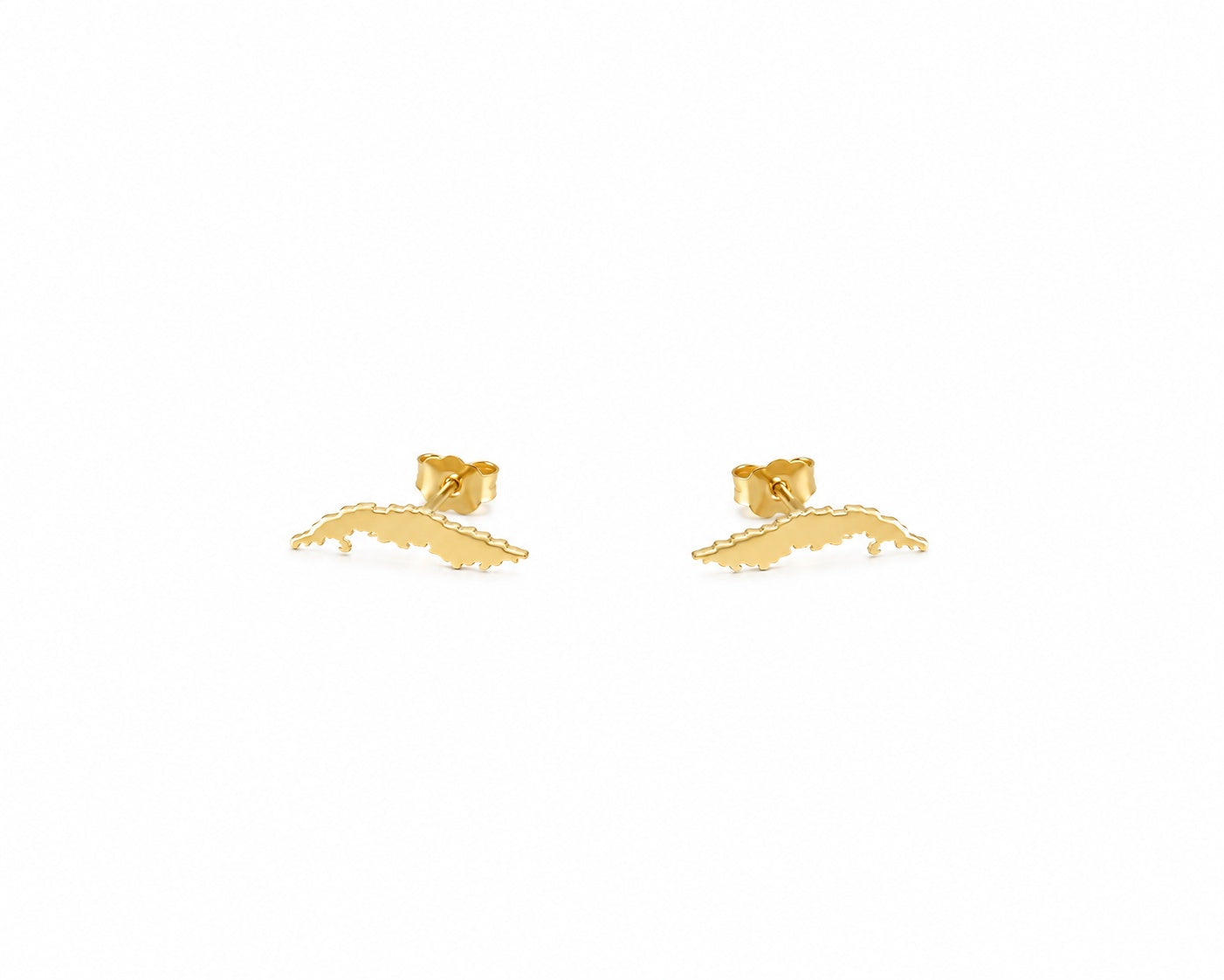 "Cuba Map" Earrings - 14k Solid Yellow Gold