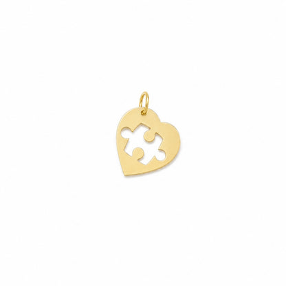 "Puzzle Heart" Pendant Necklace - 14k Solid Gold