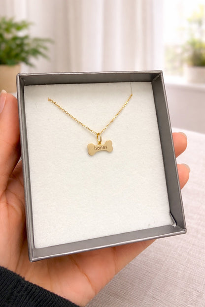 "Loyal Bone" Pendant Necklace - 14k Solid Gold