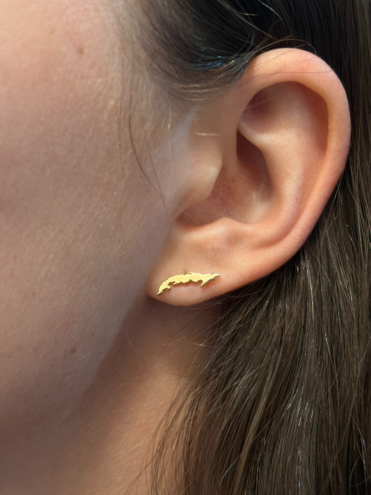 "Cuba Map" Earrings - 14k Solid Yellow Gold