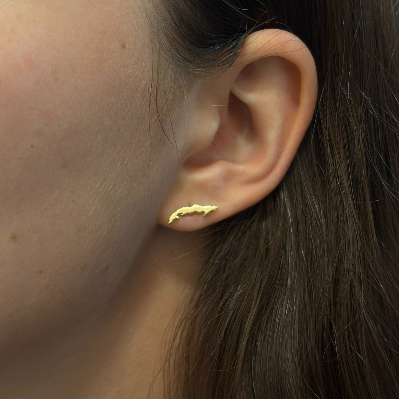 "Cuba Map" Earrings - 14k Solid Yellow Gold