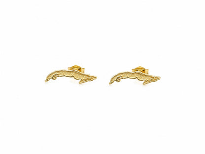 "Cuba Map" Earrings - 14k Solid Yellow Gold