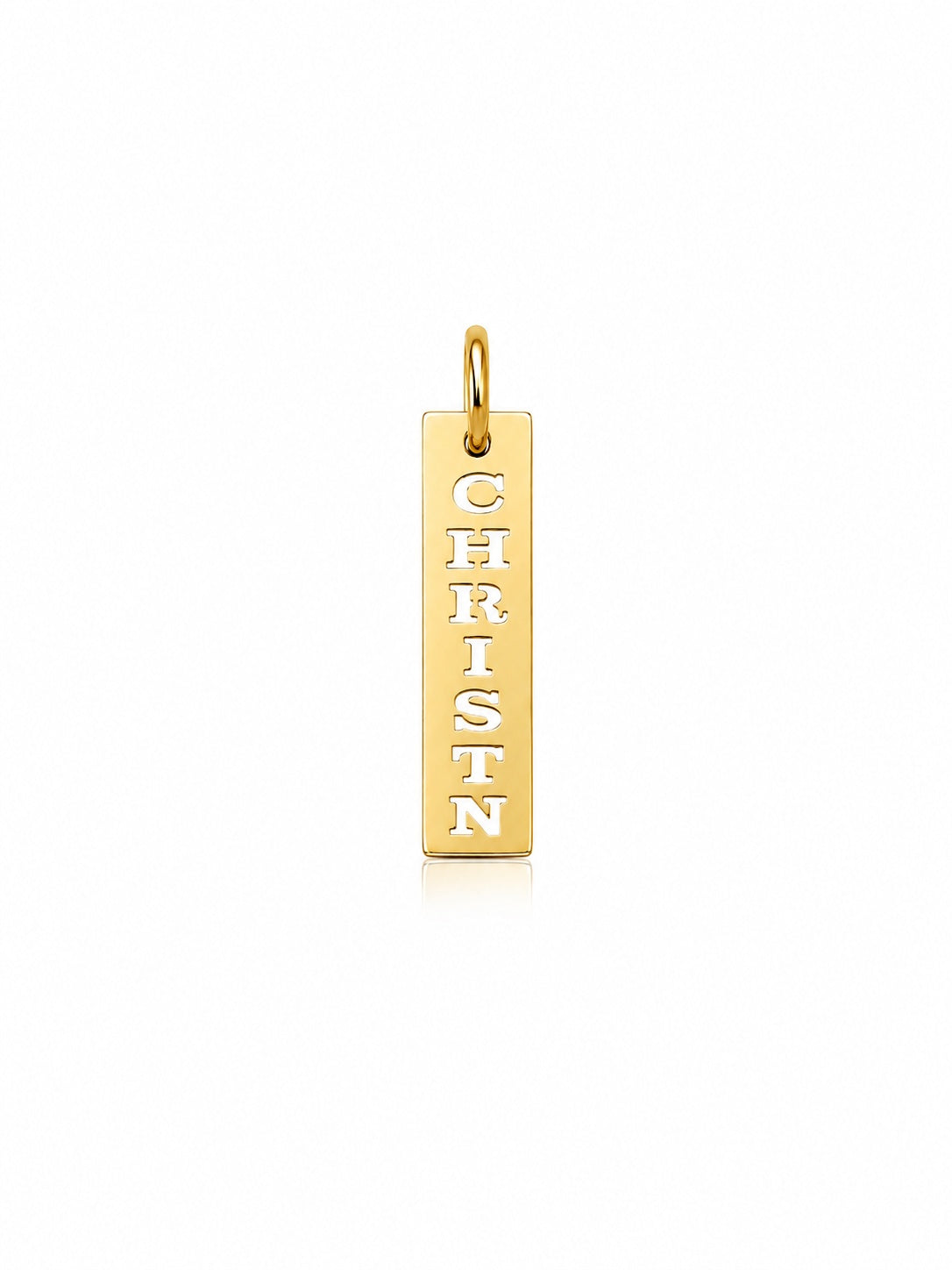 "Cut-Out Nameplate" Pendant Necklace - 925 Sterling Silver
