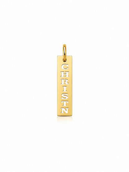 "Cut-Out Nameplate" Pendant Necklace - 925 Sterling Silver