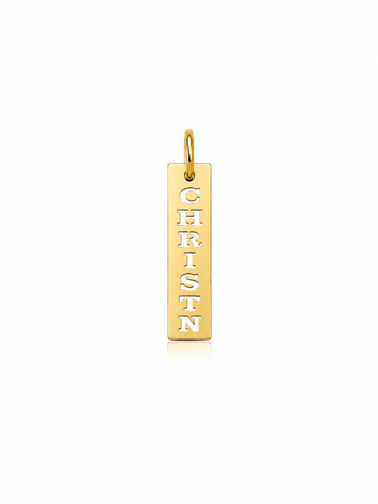 "Cut-Out Nameplate" Pendant Necklace - 925 Sterling Silver