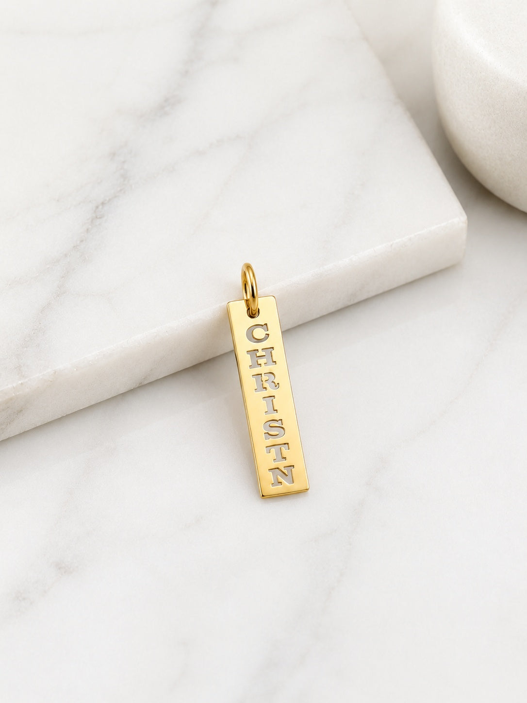 "Cut-Out Nameplate" Pendant Necklace - 925 Sterling Silver