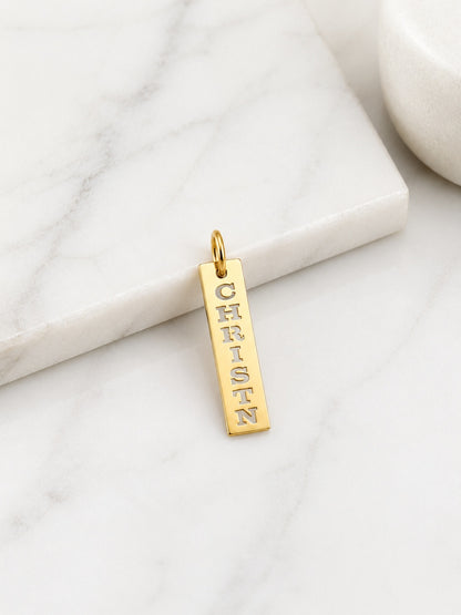 "Cut-Out Nameplate" Pendant Necklace - 925 Sterling Silver