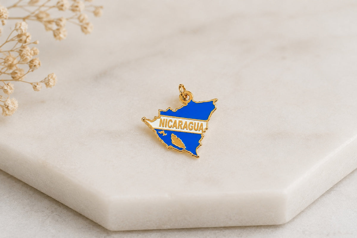 "Nicaragua Map" Pendant Necklace - 14k Solid Gold