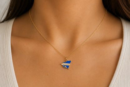 "Nicaragua Map" Pendant Necklace - 14k Solid Gold