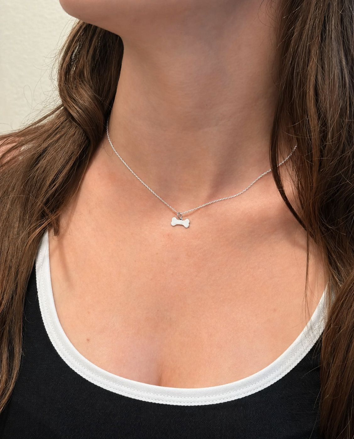 "Bone" Pendant Necklace - 925 Sterling Silver, Available in Small & Large, With Optional Cable Chain