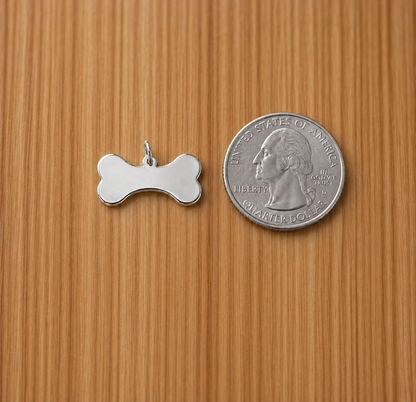 "Bone" Pendant Necklace - 925 Sterling Silver, Available in Small & Large, With Optional Cable Chain