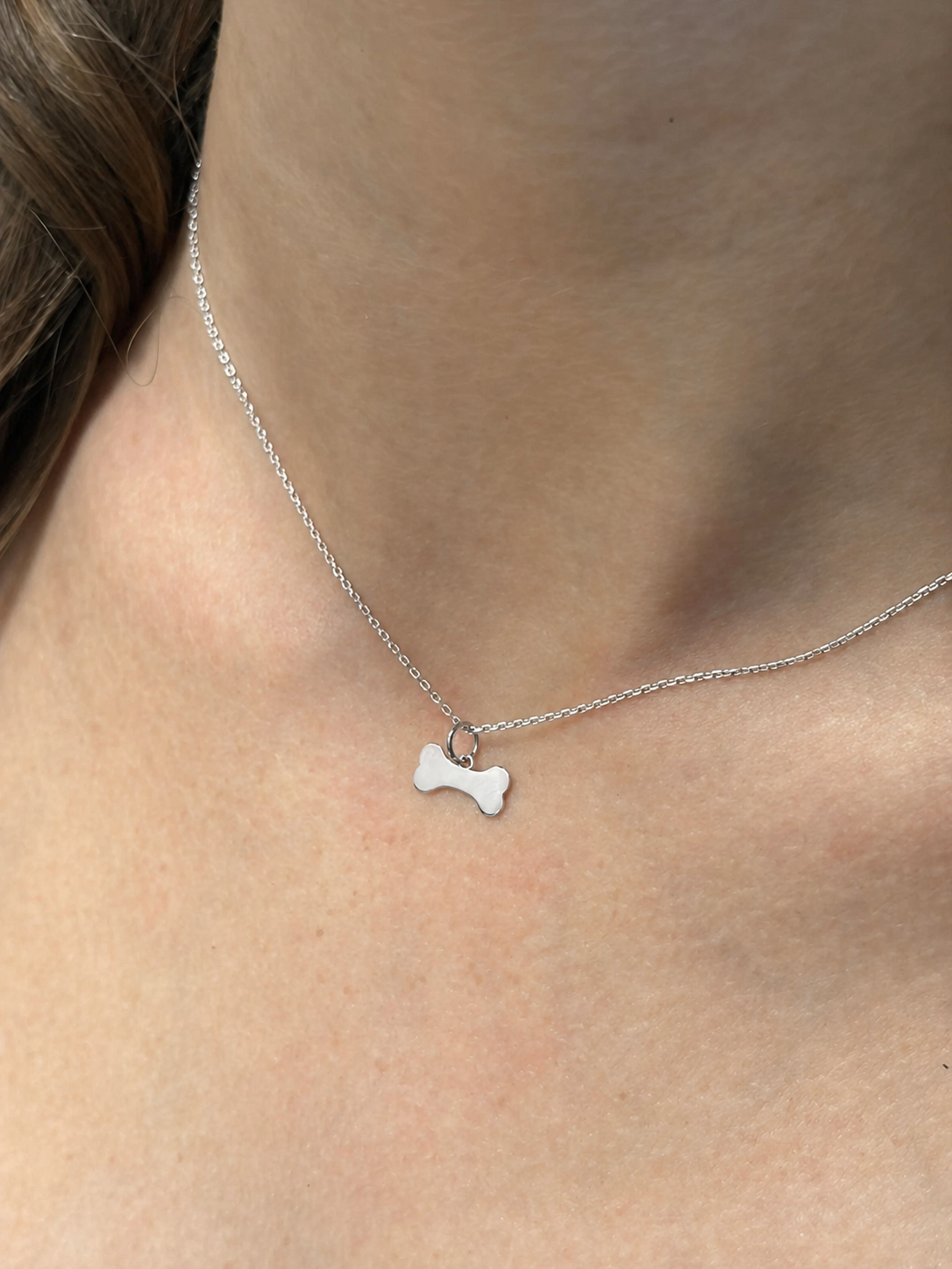 "Bone" Pendant Necklace - 925 Sterling Silver, Available in Small & Large, With Optional Cable Chain