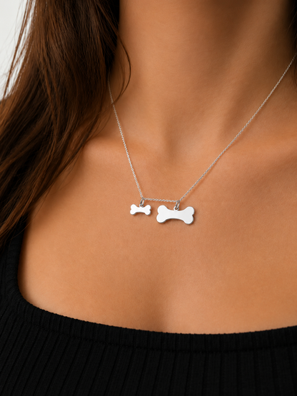 "Bone" Pendant Necklace - 925 Sterling Silver, Available in Small & Large, With Optional Cable Chain