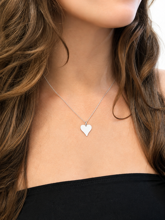 "Smooth Heart" Sterling Silver Pendant Necklace with Optional Cable Chain, Dainty Charm, Valentine Gift, Anniversary, Romantic Jewelry, Gift for Her