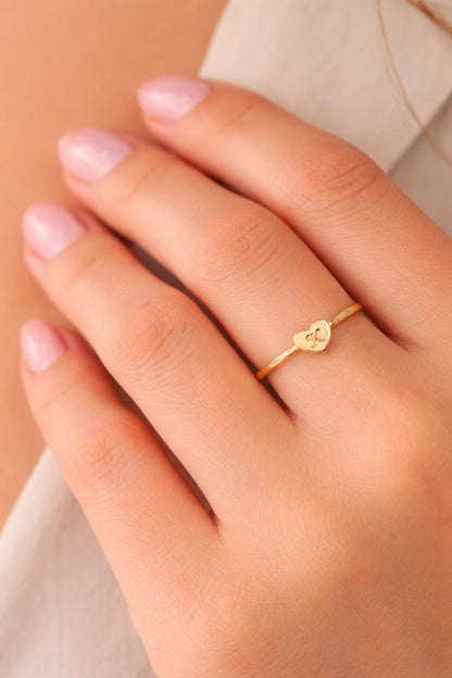 14k Solid Gold Custom Initial Ring, Engrave letter, yellow, rose and white gold