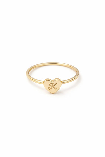 14k Solid Gold Custom Initial Ring, Engrave letter, yellow, rose and white gold