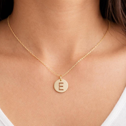"Open Circle" Initial Necklace - 14k Solid Gold
