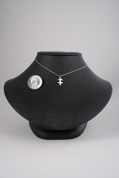 "Puzzle Piece" Pendant Necklace - 14k Solid Gold