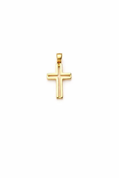 "Pavé Cross" Pendant Necklace - 14k Solid Gold