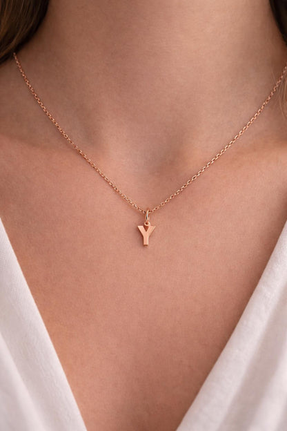 "Block Initial" Pendant - 14k Solid Yellow Gold