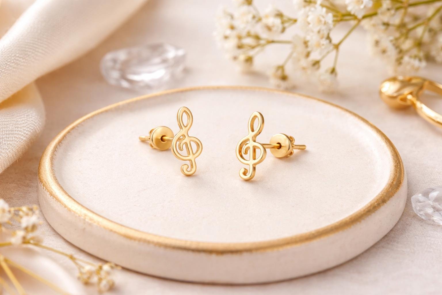 "Musical Note" Earrings - 14k Solid Gold