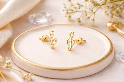 "Musical Note" Earrings - 14k Solid Gold