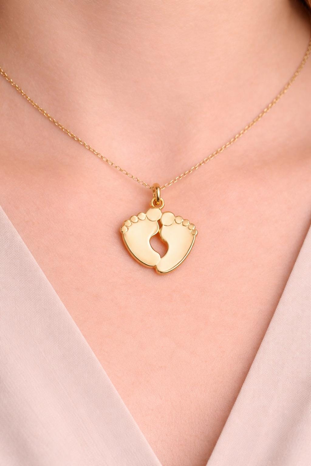 "Two Feet" Pendant - 14k Solid Gold