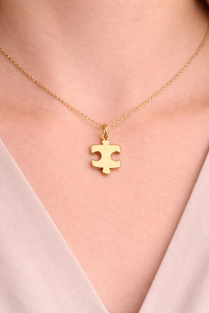 "Puzzle Piece" Pendant - 14K Solid Gold