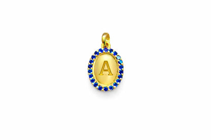 "Blue Oval CZ" Pendant Necklace - 14k Solid Gold