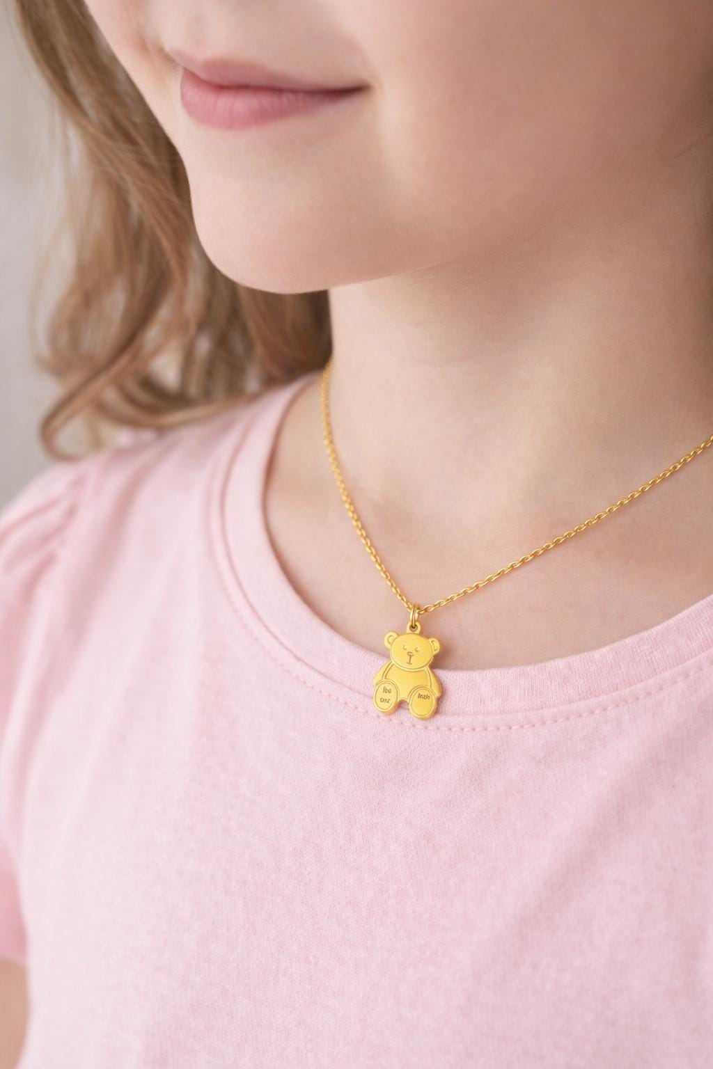 "Honey Bear" Pendant Necklace - 14k Solid Gold