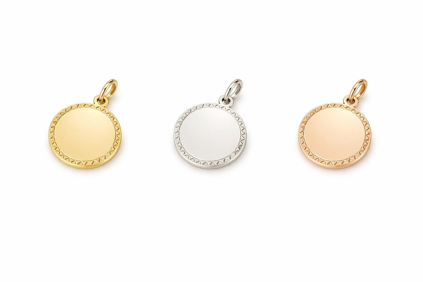 "Lined Medallion" Pendant - 14k Solid Yellow Gold