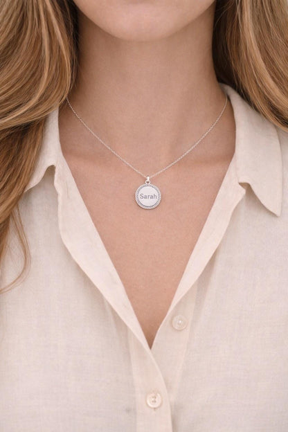 "Lined Medallion" Pendant - 14k Solid Yellow Gold