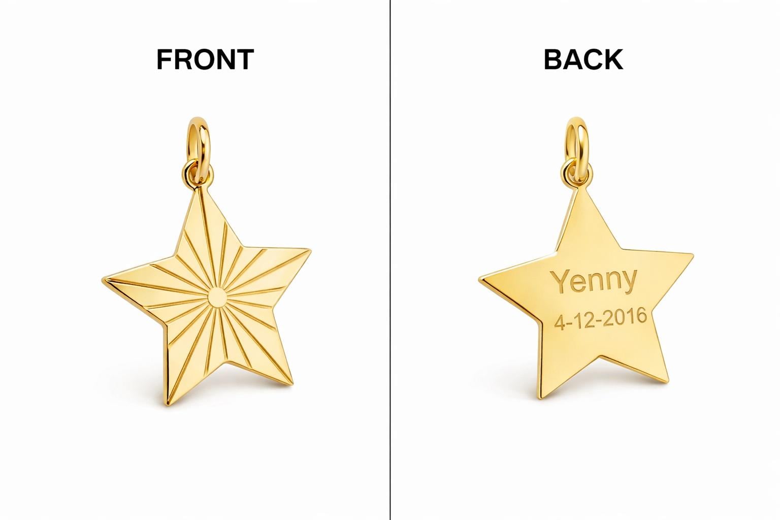 "Star Lines" Pendant Necklace - 14k Solid Yellow Gold