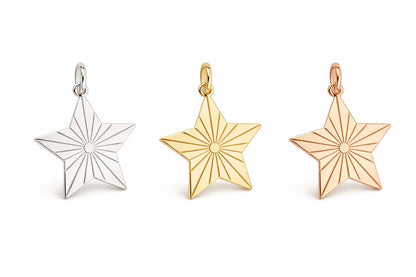 "Star Lines" Pendant Necklace - 14k Solid Yellow Gold
