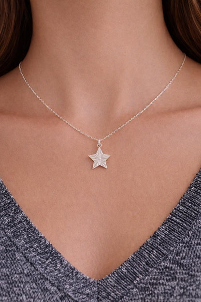"Star Lines" Pendant Necklace - 14k Solid Yellow Gold