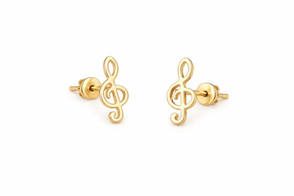 "Musical Note" Earrings - 14k Solid Gold