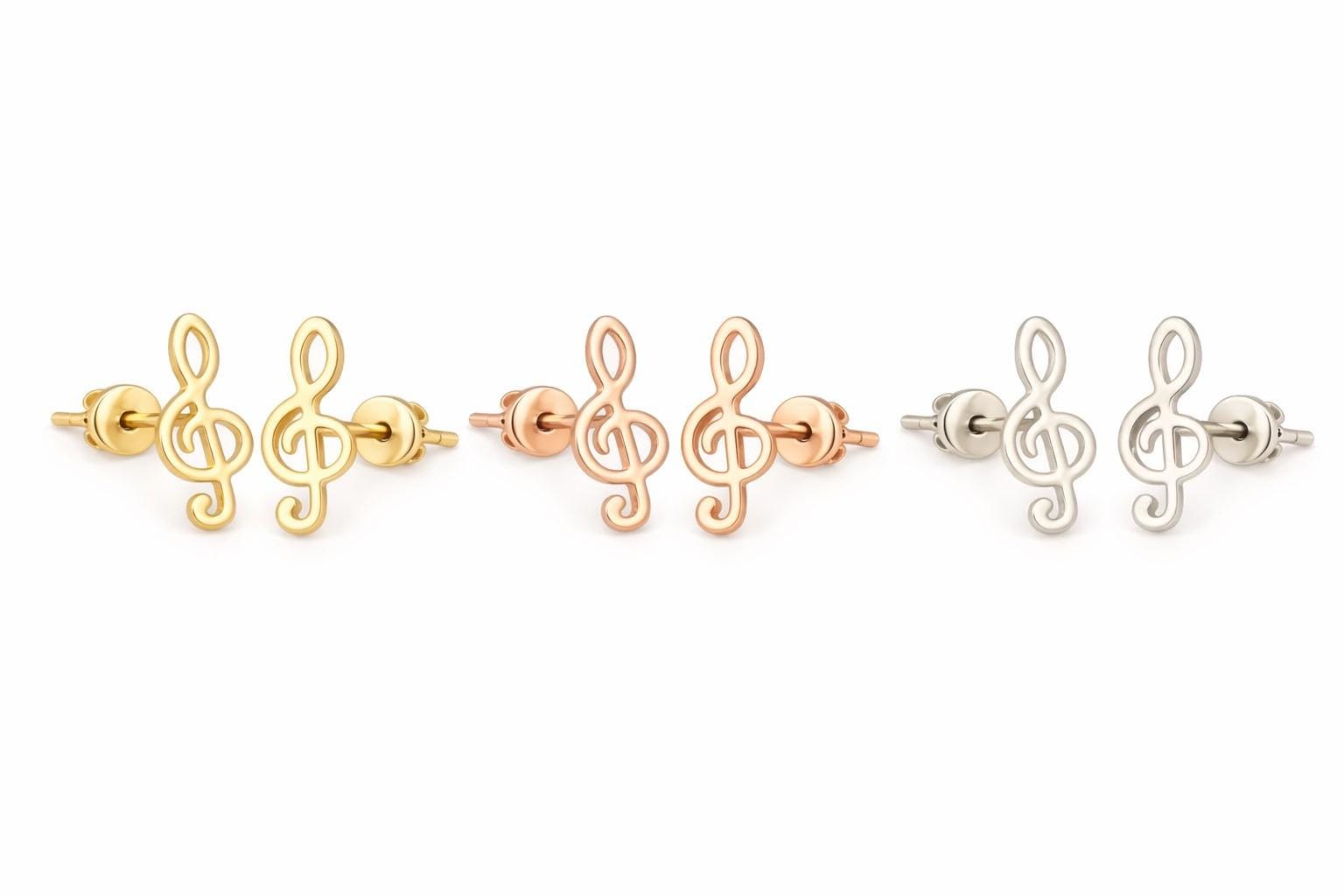 "Musical Note" Earrings - 14k Solid Gold