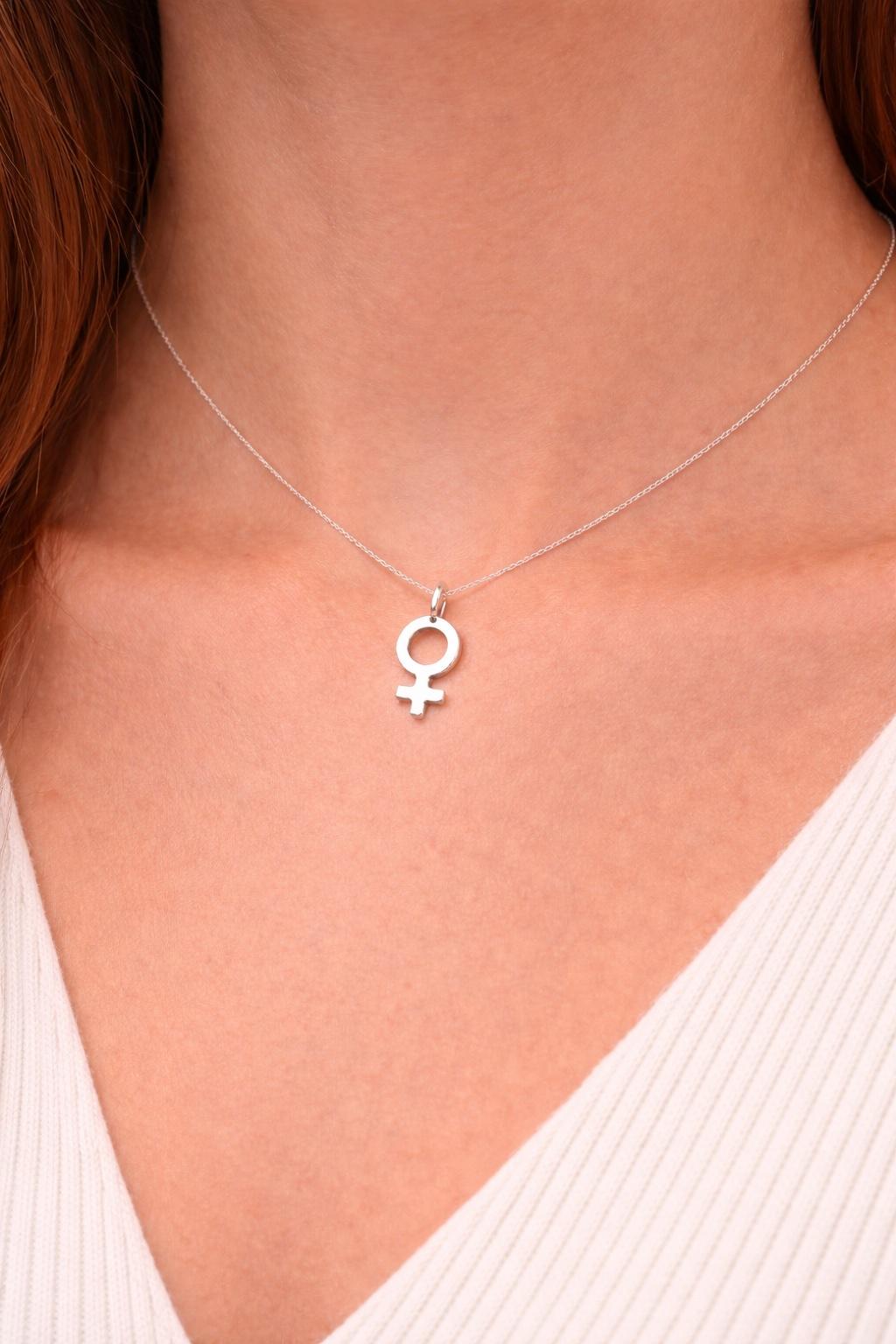 "Venus Symbol" Pendant Necklace - 14k Solid Yellow Gold