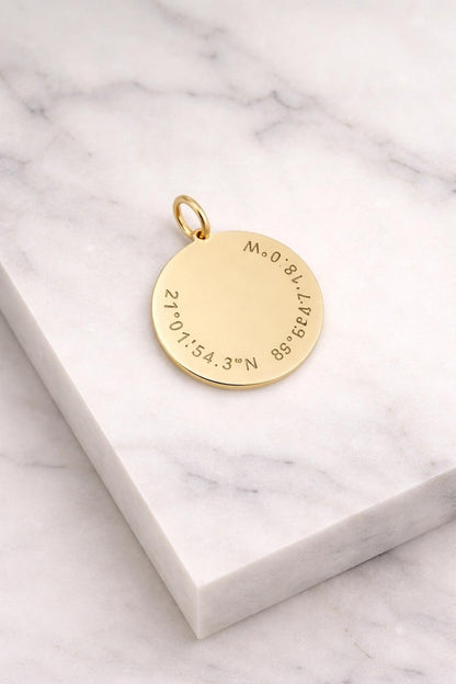 "Coordinated Medal" Pendant Necklace - 14k Solid Gold