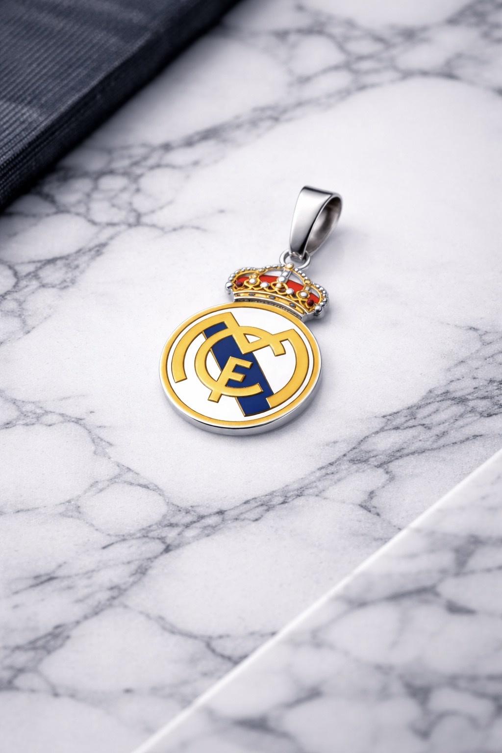 "Real Madrid Enamel Shield" Pendant - 925 Sterling Silver