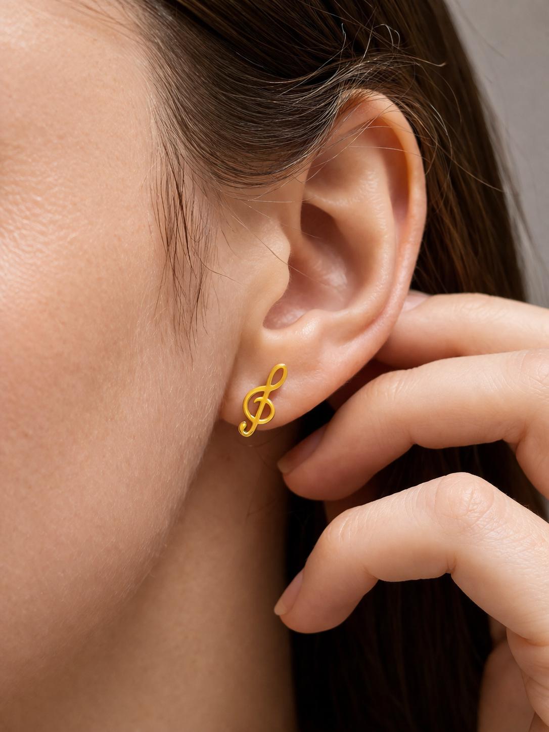 "Musical Note" Earrings - 14k Solid Gold