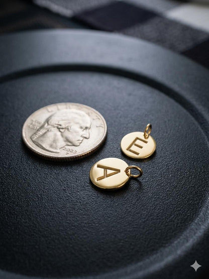 "Open Circle" Initial Necklace - 14k Solid Gold