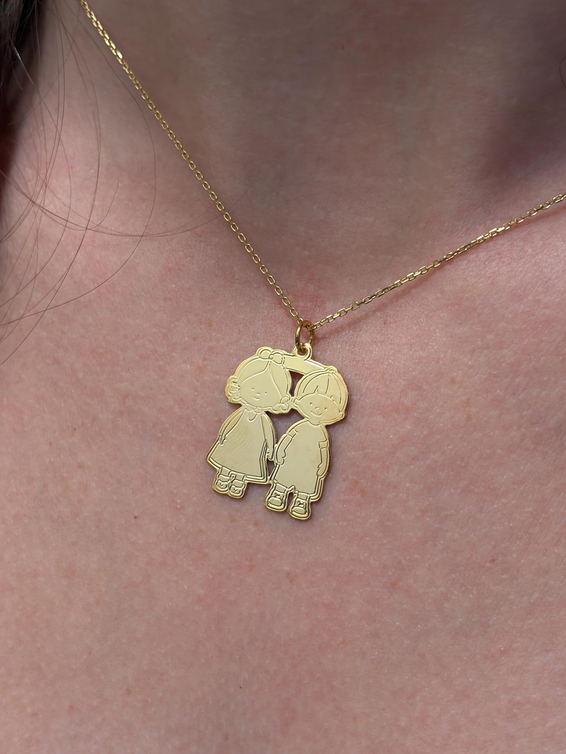 "Sibling Bond" Pendant - 14k Solid Gold