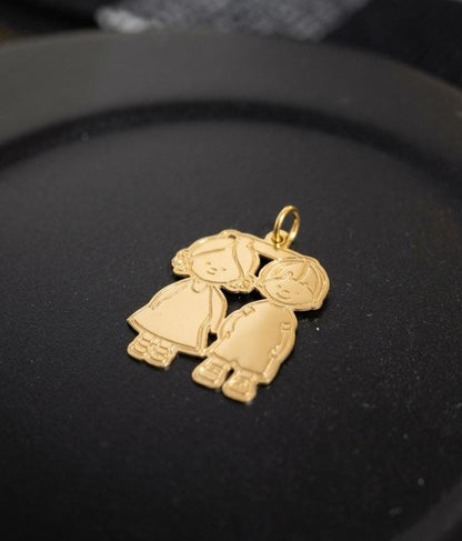 "Sibling Bond" Pendant - 14k Solid Gold