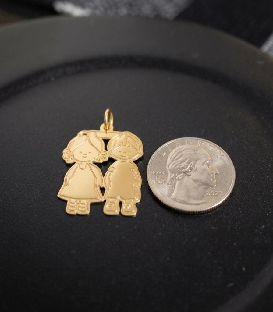 "Sibling Bond" Pendant - 14k Solid Gold