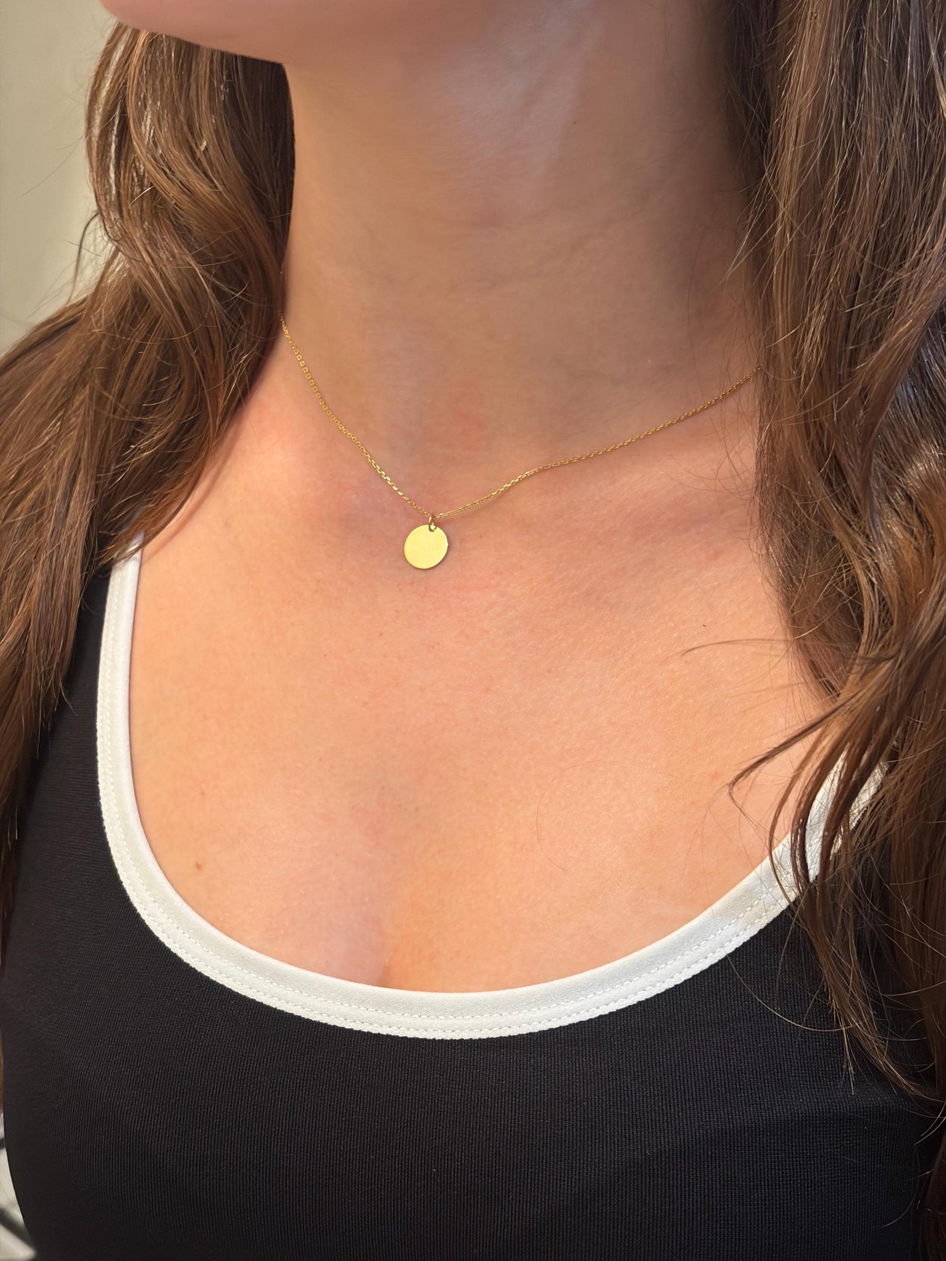 "Coin Disc" Pendant Necklace - 14K Solid Gold