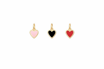"Enamel Heart" Pendant Necklace - 14k Solid Yellow Gold