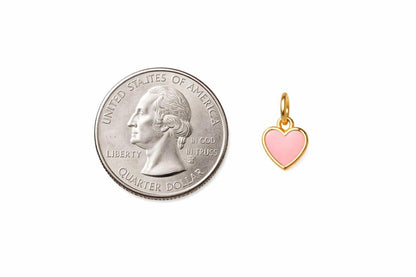 "Enamel Heart" Pendant Necklace - 14k Solid Yellow Gold